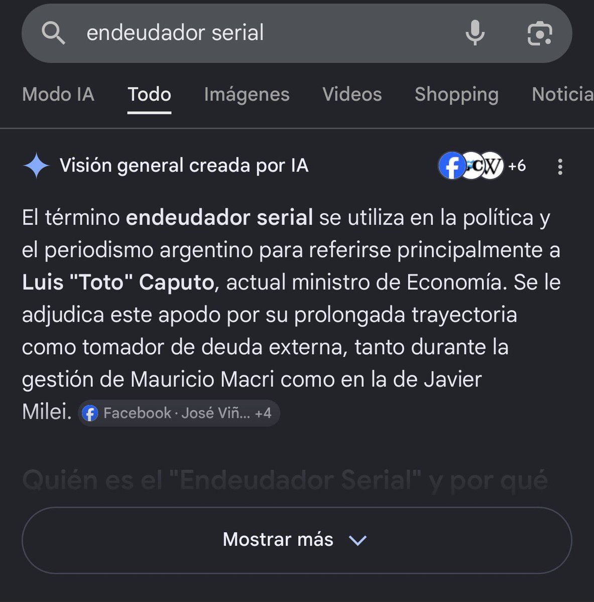 porqetendencias's tweet photo. “ENDEUDADOR SERIAL”

Porque si buscas “endeudador serial” en Google aparece el Ministro de Economía, Luis Caputo. https://t.co/2n9Xt5g4Ru