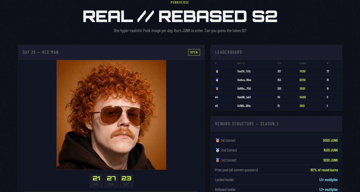 PunkverseWorld's tweet photo. Real//Rebased Season 2 ends in 2 days.

The hunt is almost over.

The announcement that follows is bigger than the season itself.

Don't be the person reading about it after the fact. https://t.co/gGab4XuQTZ
