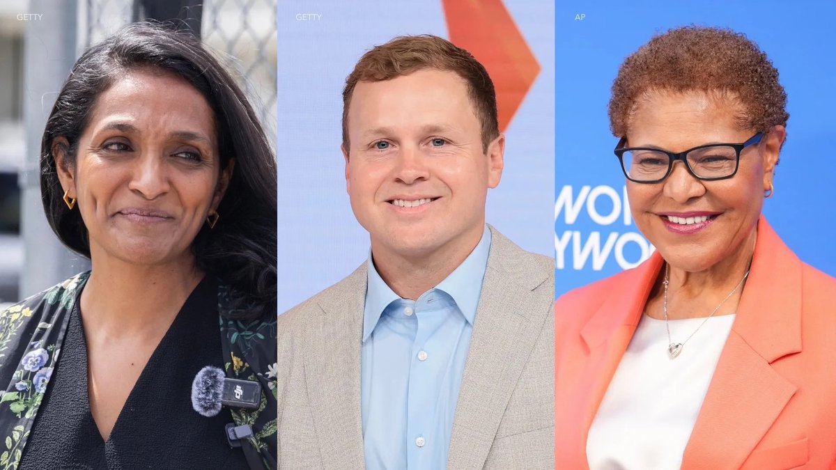 yashar's tweet photo. UPDATE in Los Angeles 

Between yesterday and today: 

Karen Bass gained 11,748 votes
Spencer Pratt gained 6,433 votes
Nithya Raman gained 10,664 votes

Nithya cut Spencer’s lead from 37,307 votes to 33,076 votes.

Current Rankings: 

Karen Bass: 195,449 votes (35.08%)
Spencer Pratt: 163,549 votes (29.35%)
Nithya Raman: 130,473 votes (23.42%)