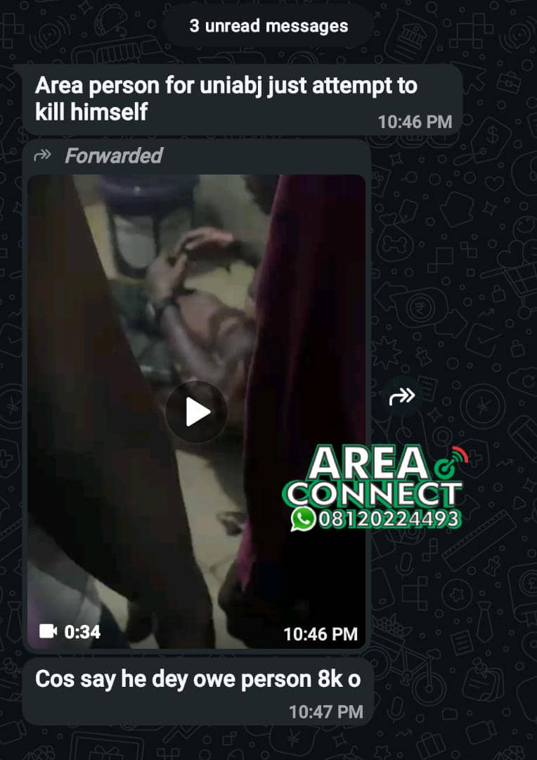 Areaconnect1's tweet photo. You dey owe pesin 8K the next thing you fit think of na to kpai yourself?? Haba!!! 🤦🏾‍♂️💔 https://t.co/AiVhryxzAX