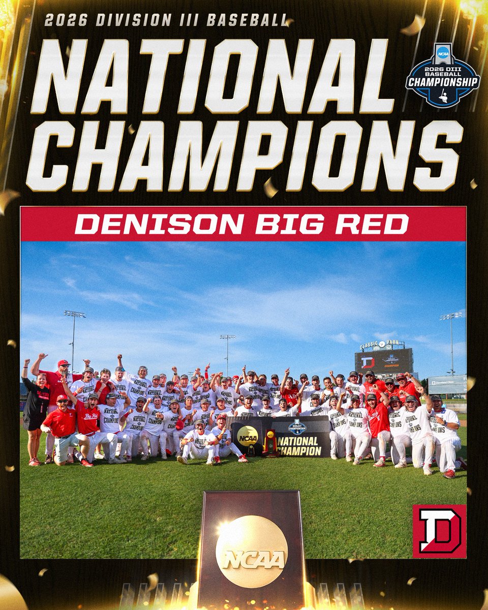 NCAADIII's tweet photo. 🏆𝐍𝐀𝐓𝐈𝐎𝐍𝐀𝐋 𝐂𝐇𝐀𝐌𝐏𝐈𝐎𝐍𝐒, 𝐇𝐈𝐒𝐓𝐎𝐑𝐘 𝐌𝐀𝐊𝐄𝐑𝐒!🏆

For the first time in program history @DenisonSports are NATIONAL CHAMPIONS

#WhyD3 | #D3baseball https://t.co/yJZx3pCSbo