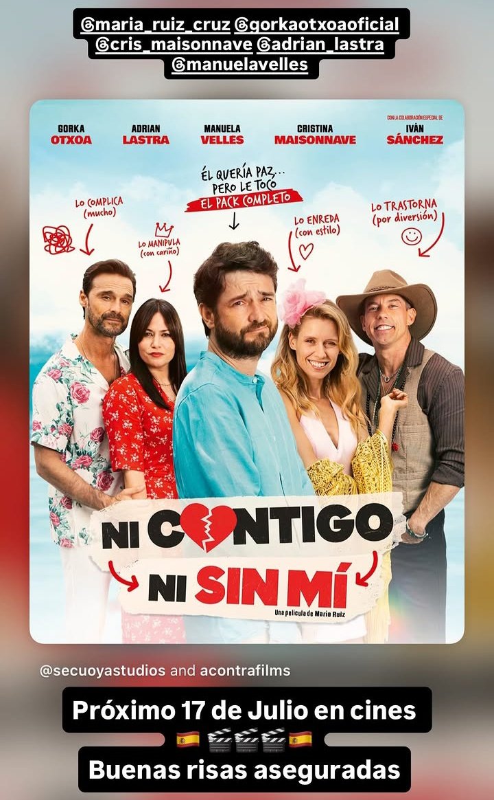 IvanSanchezArg's tweet photo. La película #NiContigoNiSinMí El 17 de Julio llegará a los cines de #España junto a @ivansanchezz_ @gorkaotxoa @Adrian_Lastra @manuela_velles @Cris_Maizonave 💙😃🎬✨ https://t.co/dLaCm1XTRG
