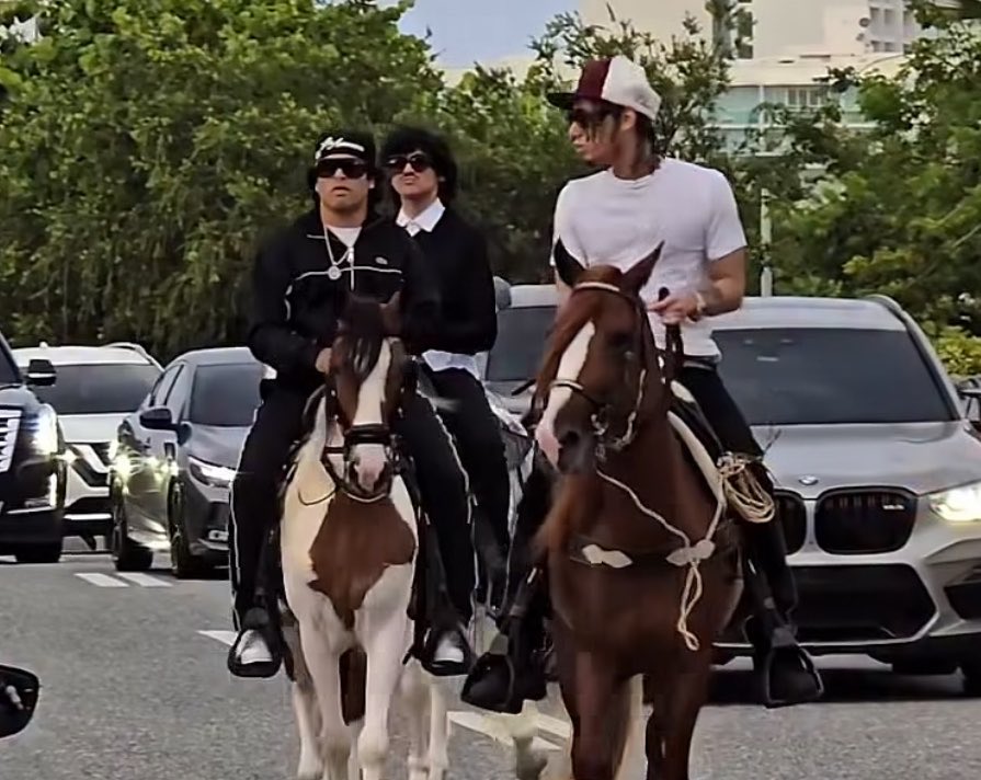 itscarlosivan's tweet photo. Llegan en caballo Fanta Rosario, Vei Habache y Tommy Blanco a los #PremiosTuMúsicaUrbano 🐎🇵🇷 https://t.co/EhbhrtUWoP