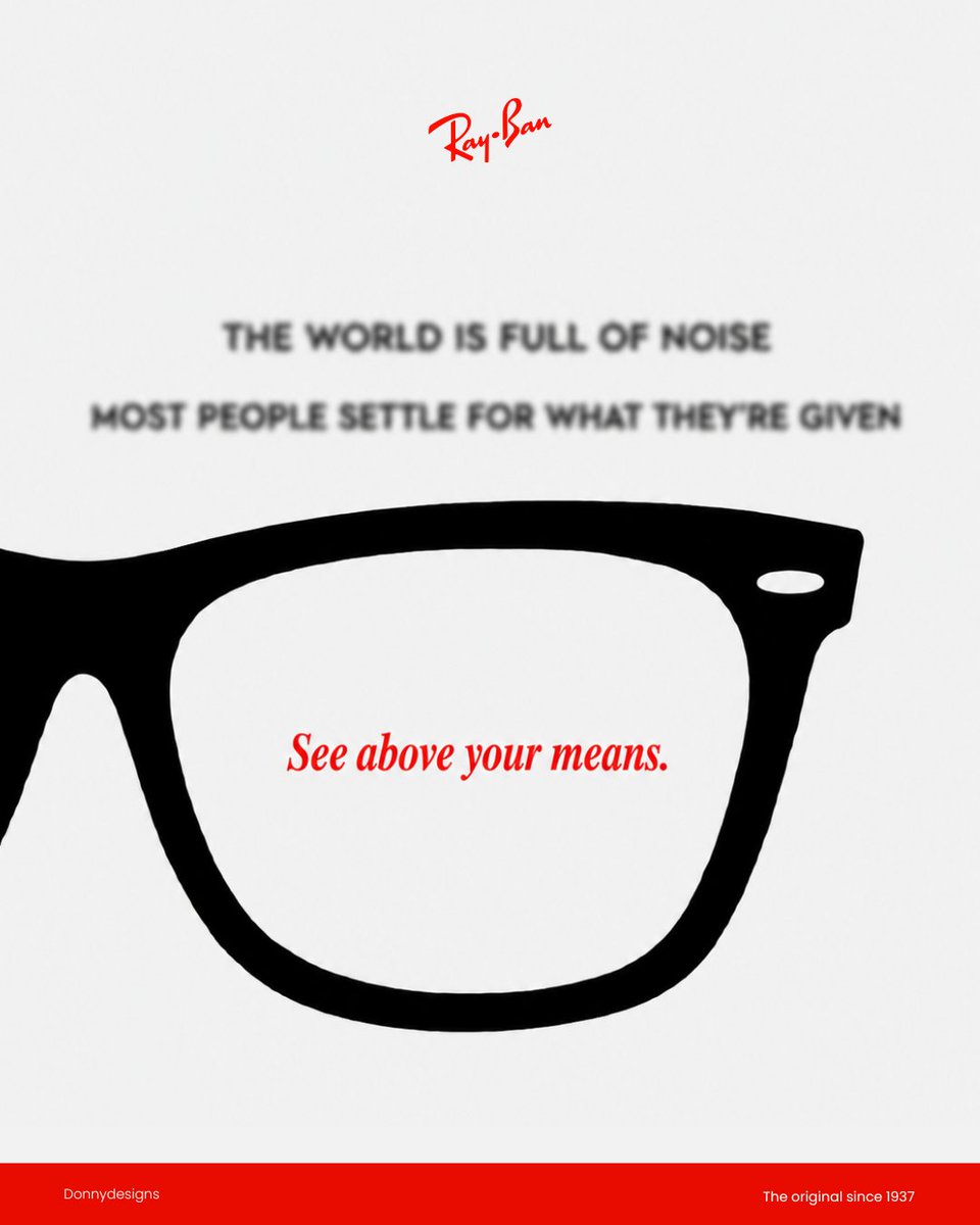 Donny_designs's tweet photo. This is Brief 28/30 for @ray_ban 

My entry shows how perspective changes everything. 
While the world is full of noise, Ray-Ban represents seeing beyond limits and focusing on possibilities.

Happy Friday Besties 🤎

@creativesminds4
#Creativemindscommunity https://t.co/zfsBKDwngN