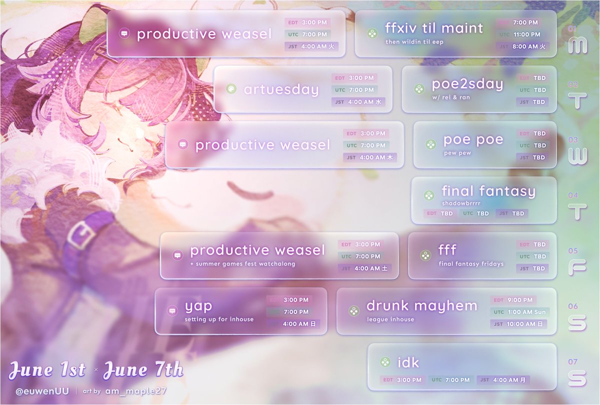 euwenUU's tweet photo. 【SCHEDULE - Week 22】 https://t.co/hXl4lZEOKM