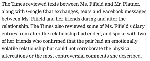 joewrote's tweet photo. @AaronRegunberg People are missing the Times' admission that they read all her texts and messages from this time, and they found no corroboration. They even read her diary. Nothing. All they found was a text saying she wanted to campaign for Collins. https://t.co/eNqTTQQQdW