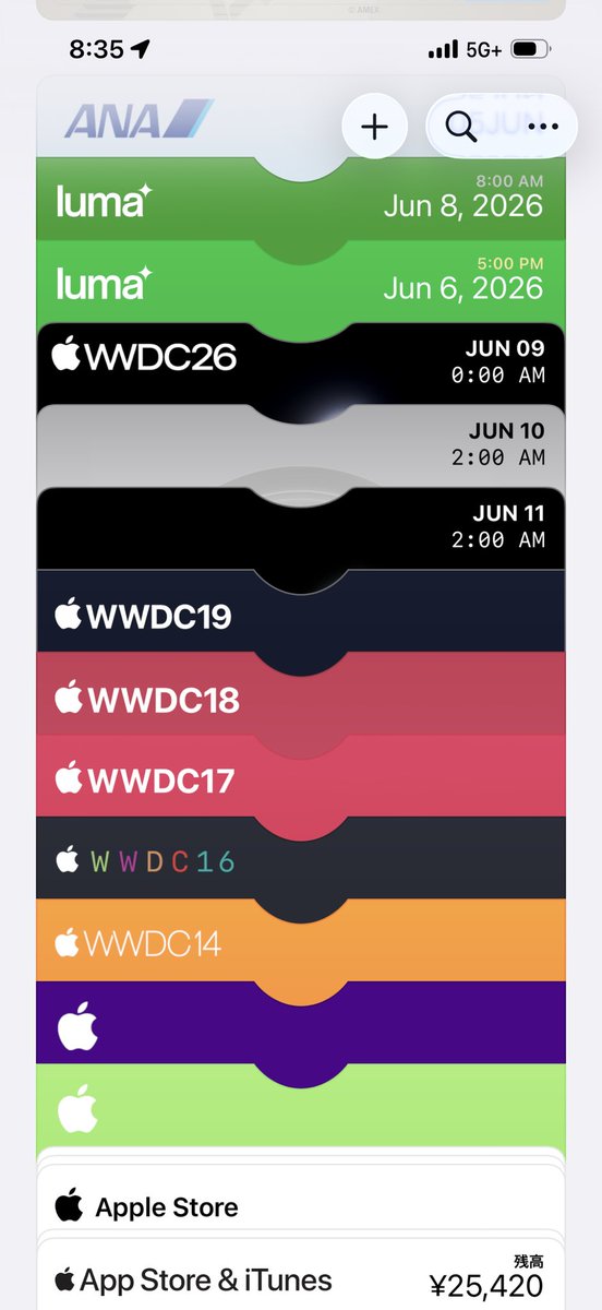 myb's tweet photo. 今年はパス左上のWWDCロゴが復活！ #WWDC26 https://t.co/mRw0bJy6T0