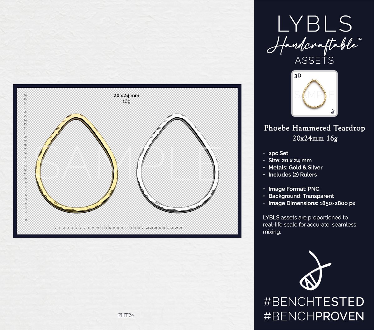 lyblsAI's tweet photo. 'Phoebe Hammered Teardrop' 2pc Set✨          

AI-ready photo asset. Proportioned for real-life scale and seamless mixing. Built for high-res, photorealistic jewelry design. Includes commercial license.              

PNG transparent master file includes two rulers and a set of hammered teardrop mockups (20x24mm/16g) in Gold/Silver.        

Available on Etsy: https://t.co/8aT0saMQs2 

#LYBLS #Handcraftable #AIJewelry @grok