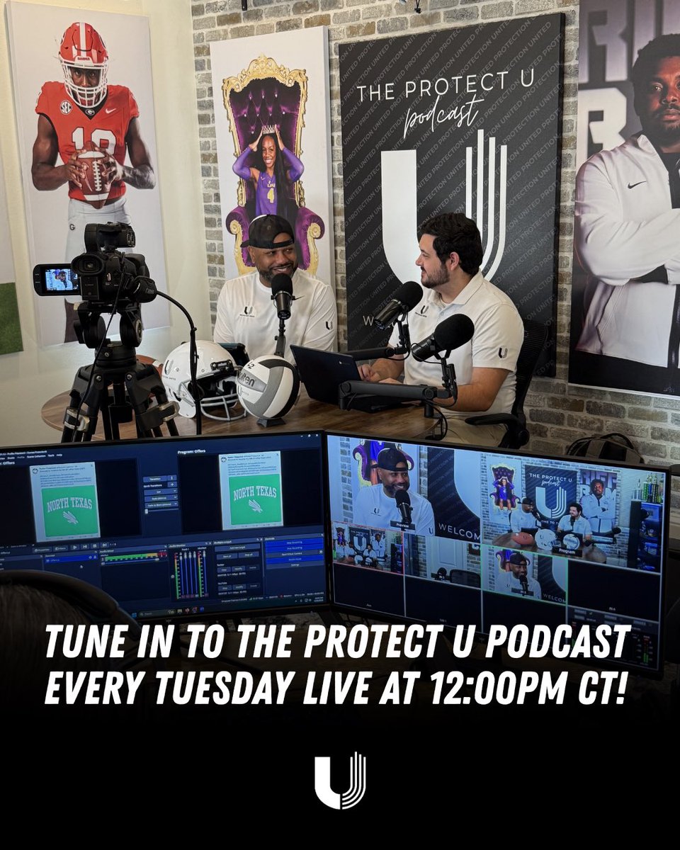 TheProtectUCrew's tweet photo. Take a trip down memory lane with this special edition of the Protect U podcast! 

Together, Jay Mickens and Jake Wilson discuss some of the best Protect U Podcast moments from the first half of 2026. 

Tune in every Tuesday to catch the Protect U podcast LIVE at 12:00 CT. https://t.co/2vbopW3upr