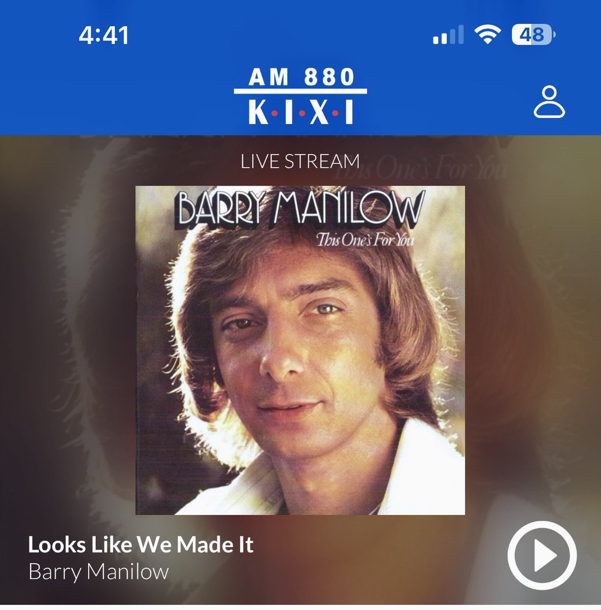 Graylee's tweet photo. Thanks @AM880KIXI for playing @barrymanilow for my evening commute. 💕🎶 🚙 💨 🎶 https://t.co/YjitWXnh6C