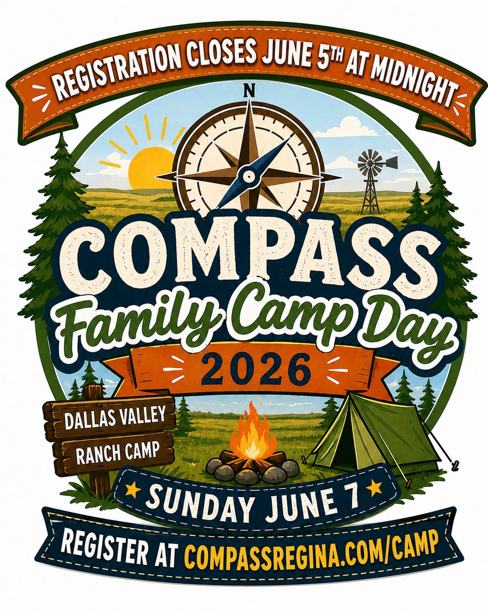 CompassRegina's tweet photo. Last chance to register for our Family Camp Day this Sunday!

Registration closes tomorrow, June 5 at midnight.

We hope you can join us for a great day together at Dallas Valley Ranch Camp!

Details and registration:
✅ https://t.co/kNxyH7EBq6 https://t.co/fINlhIvd8l
