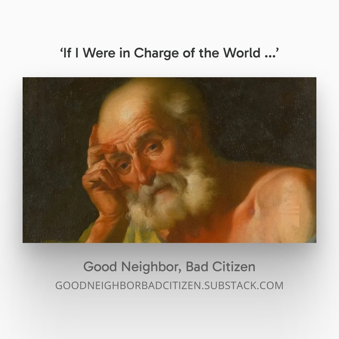GoodNeighBadCit's tweet photo. OTD, 1 Yr Ago (article 🔗 in 1st Reply)
—
‘If I Were in Charge of the World ...’
Answering an Epic Rant on Politics, Religion, Celebrities, the #COVIDHoax &amp; More!
—
‘Good Neighbor, Bad Citizen’ — book author, podcaster, journalist, Christianity, anarchism, voluntarism, spiritual https://t.co/sn7mgarZ8z