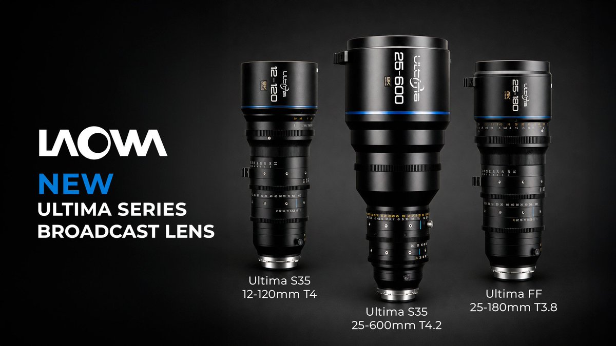 OpticaFija's tweet photo. Zoom extremo, precisión constante y rendimiento diseñado para producción en directo.
Laowa amplía su ecosistema profesional con la nueva Ultima Broadcast Series, una nueva línea de ópticas zoom diseñada específicamente para entornos broadcast y producción de alta exigencia. https://t.co/Cq9mvqoDXq