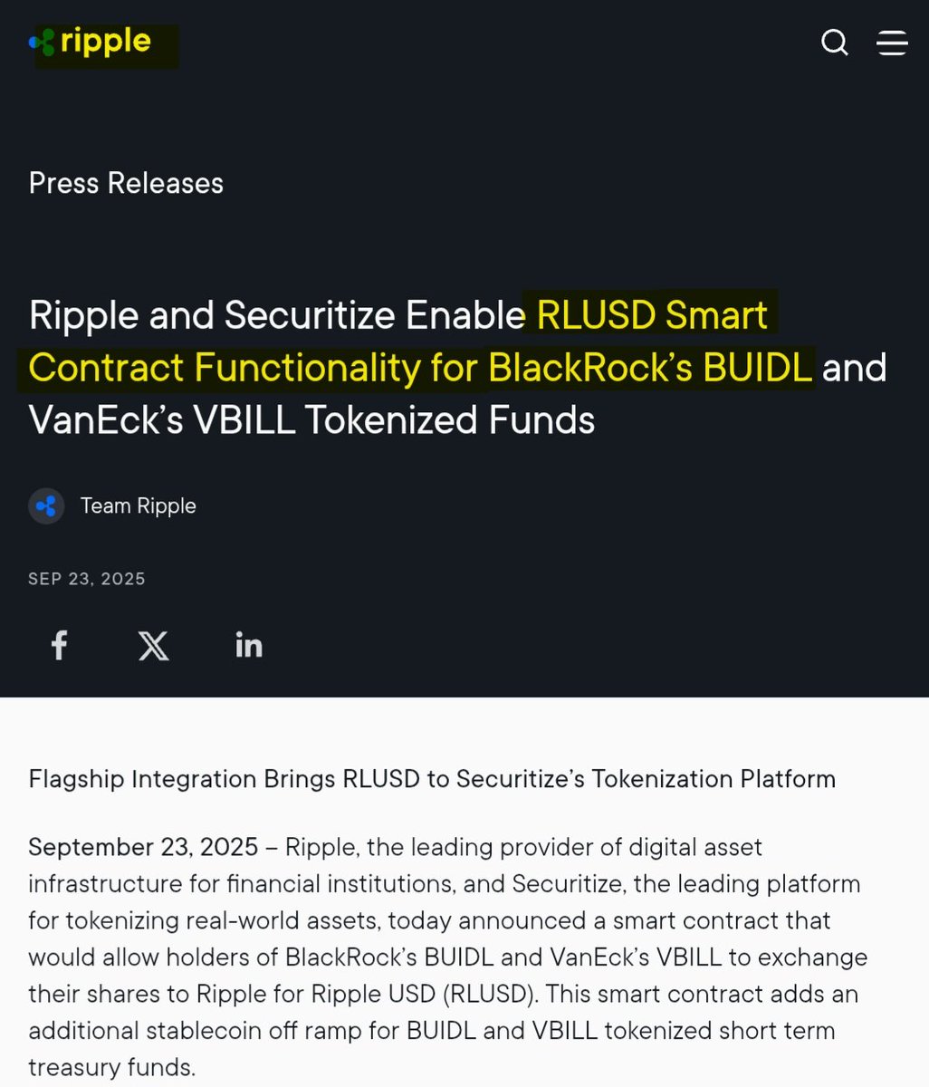 ChartNerdTA's tweet photo. Securitize 🤝🏻 Ripple 🤝🏻 $XRP  
BlackRock 🤝🏻 $RLUSD 🤝🏻 Wormhole

Multi-chain interoperability 🔥 https://t.co/CkTqHCBn4u
