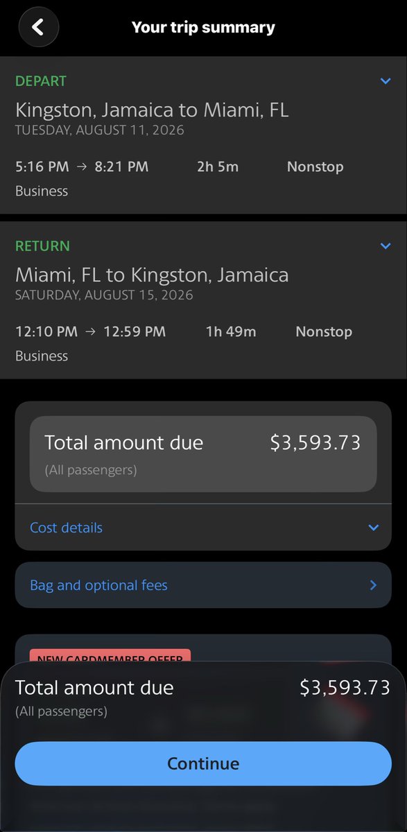 hillsidechillin's tweet photo. WTF is this? $3600 from KIN to MIA? https://t.co/XJ1GlKBzm7
