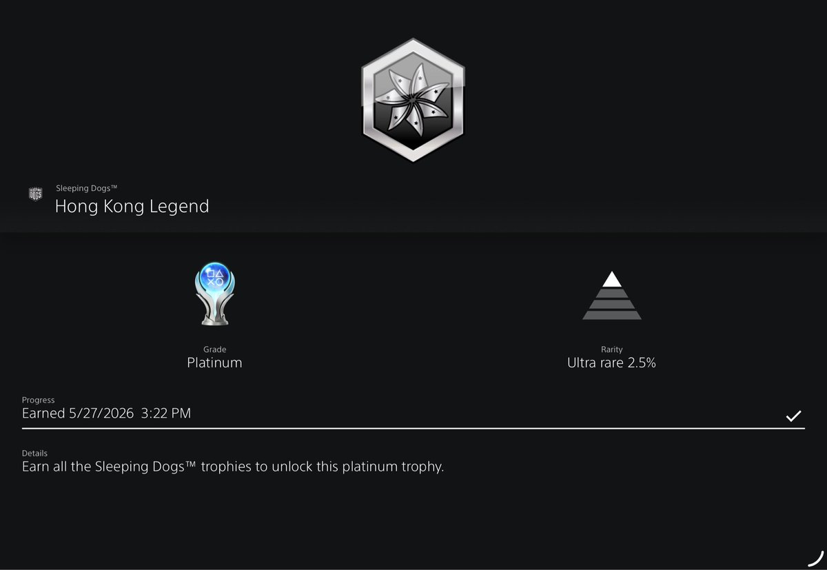 fireblitz95's tweet photo. Platinum #318 + All DLC - Sleeping Dogs PS3

I had already unlocked the PS4 platinum, so I returned to the PS3 version. For some reason, I experienced a lot problems with a few of the mini games. Other than that, it was a fun time.

#SleepingDogs #PlayStationTrophy #PS3 https://t.co/9z8aYYxG8d