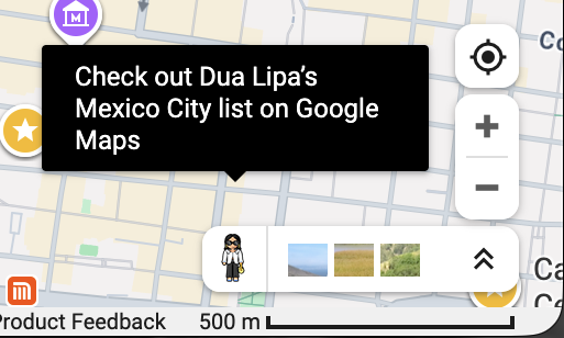 ricsarabia_dev's tweet photo. #ConvoyEnChilango ¿Ya vieron que el muñequito de Google maps (en web) ahora es una mini Dua Lipa? https://t.co/tGcb2kfNgC