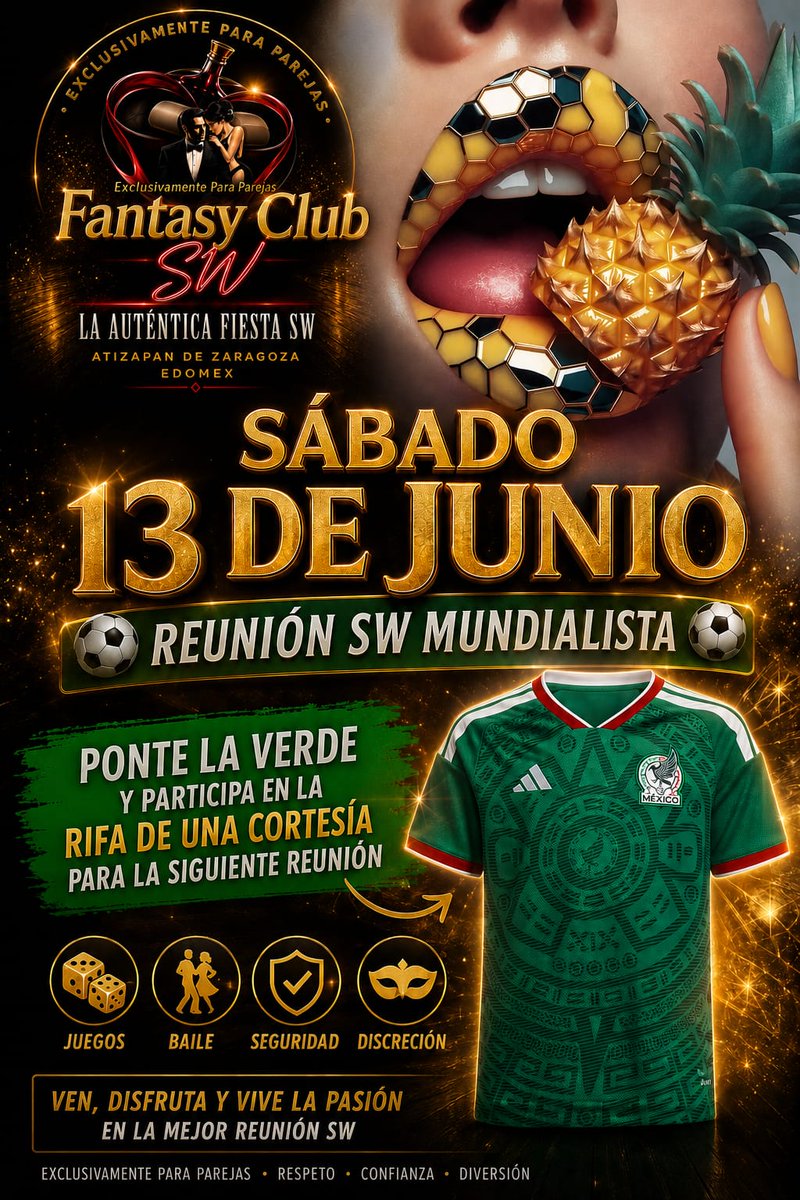 FANTASYATIZAPAN's tweet photo. La Autentica Fiesta Sw
Exclusivamente para Parejas 
Atizapan de Zaragoza EdoMex
Reunión Mundialista
Ponte la Verde
Participa y gana
Una Cortesía al 100%
Sorpresas y regalos 
13 DE JUNIO 
 Juegos Seguridad Discrecion 
RESEVACIONES
5573384607
Cupo Limitado 
NRDA

#estilodevidaSW1 https://t.co/ukMA35mBJG