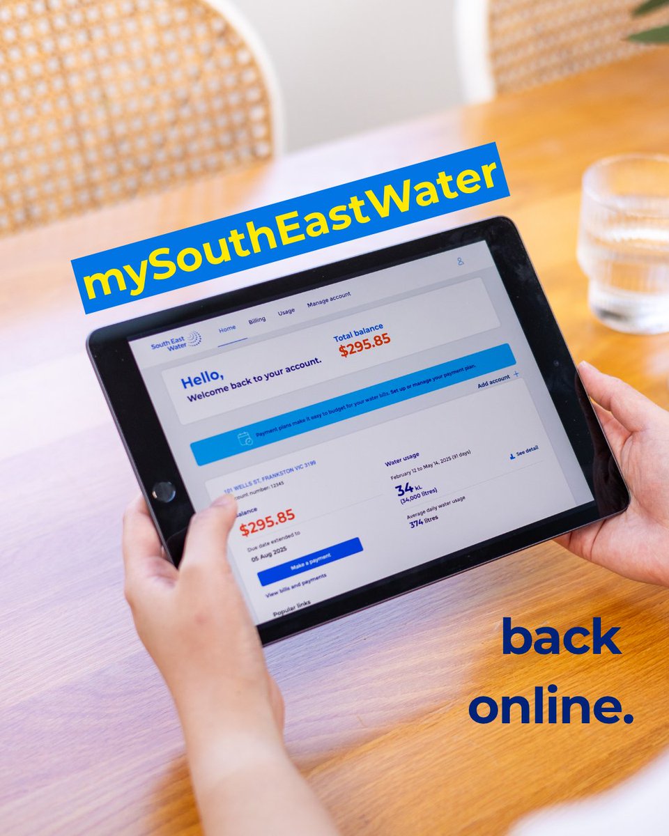 southeastwater's tweet photo. Good news, mySouthEastWater is back online.

You can now log in as normal and use available services.

Multi‑property access across accounts isn’t yet available. We’re working to restore this feature and will share updates here. (1/2) https://t.co/82fIkpODZd