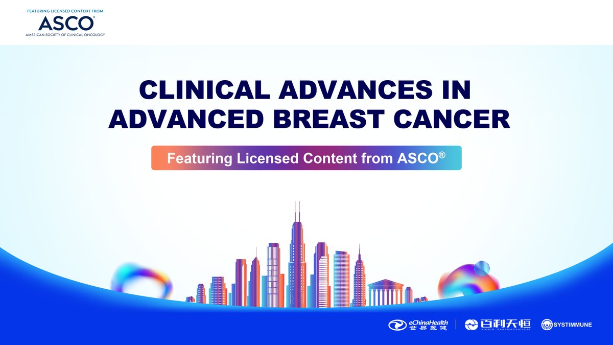 eChinaHealth's tweet photo. Featuring Licensed Contents from ASCO: Clinical Advances in Advanced Breast Cancer

📅 Time
- Recorded on Jun 2 1-2 PM (Chicago)
- Broadcast on Jun 5 | 7–8 PM (Beijing)

📍 Format
- Speaker in person at Chicago studio
- Attendees online https://t.co/4XYJDdAop1