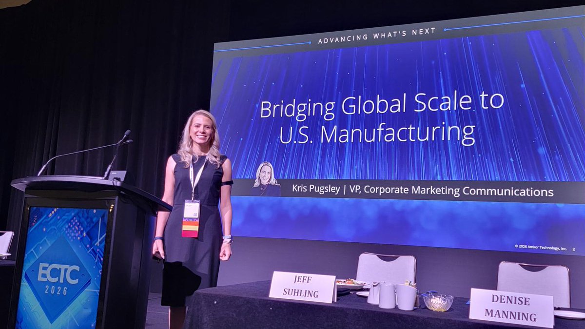 AmkorTechnology's tweet photo. Amkor Technology made a strong impact at ECTC 2026, connecting with 2,700+ attendees, including students and future industry talent. Our enhanced booth drew steady traffic showcasing advanced packaging leadership. 

#OneAmkor #Semiconductors #OSAT #SemiconductorIdustry https://t.co/fJbwEujFD7