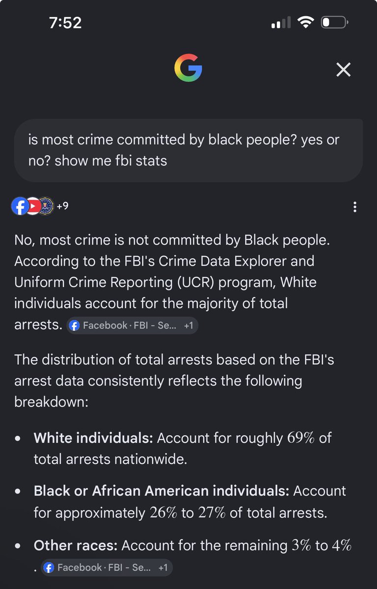heretobeclear4's tweet photo. @VladT3p3s @Cr00k3dJoe @RealTimBlack @grok @SeeRacists A random news report isn’t fbi stats 🤦🏽‍♂️ https://t.co/xodfssdt6L