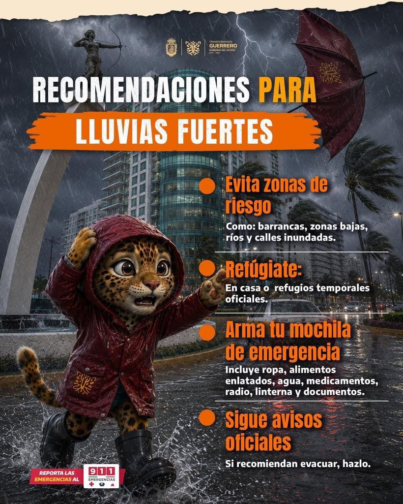 EvelynSalgadoP's tweet photo. De acuerdo con los pronósticos meteorológicos que les hemos estado compartiendo, las lluvias continuarán durante las próximas horas, por lo que es importante no bajar la guardia y tomar las medidas preventivas necesarias para proteger a nuestras familias.

Les comparto estas recomendaciones durante esta temporada. ⚠️ (2/2)