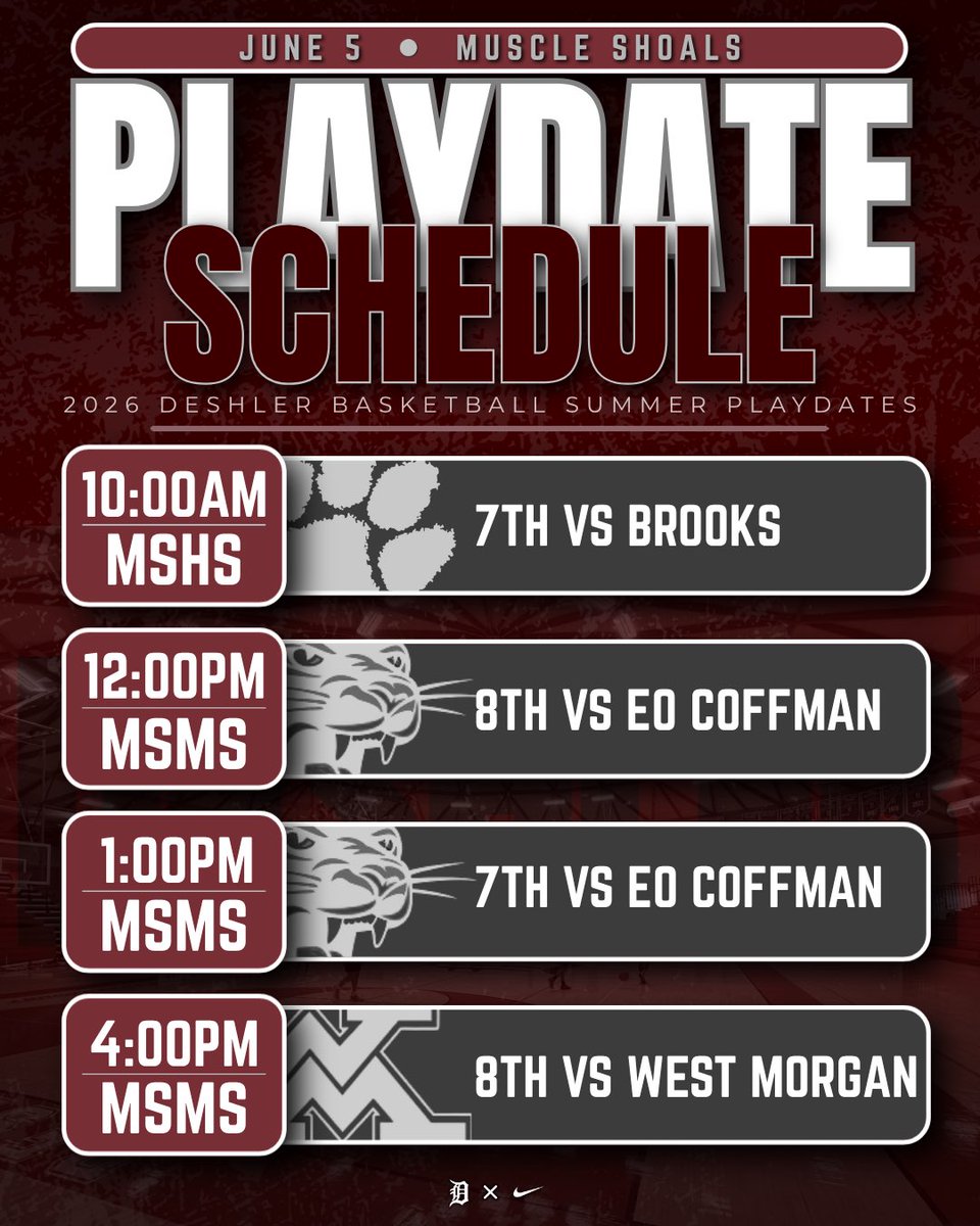 HoopsDeshler's tweet photo. Make plans to come support our middle school teams as they compete at Muscle Shoals Friday! https://t.co/jQpiSUfJIX
