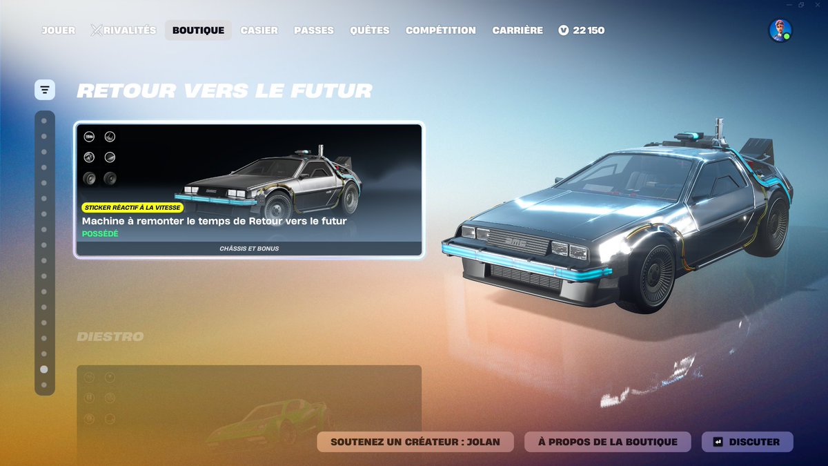 Jolan_YT's tweet photo. La DeLorean (Retour vers le futur) est de retour (lol) dans la boutique #Fortnite 🔥

Obtenez-la ici : https://t.co/uaPpvhCslG

Code "Jolan" pour me soutenir, ça m'aide énormément ! ❤ #EpicPartner #Publicité https://t.co/PECFNECB1I