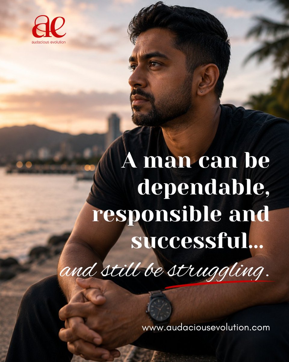 AudaciousTT's tweet photo. We assume that if a man is showing up for work, paying the bills, caring for his family, meeting deadlines, and handling responsibilities, then he must be doing okay. But outward success doesn't always reflect inner wellbeing. Check in with the men in your life or with yourself. https://t.co/onHAxntSBd