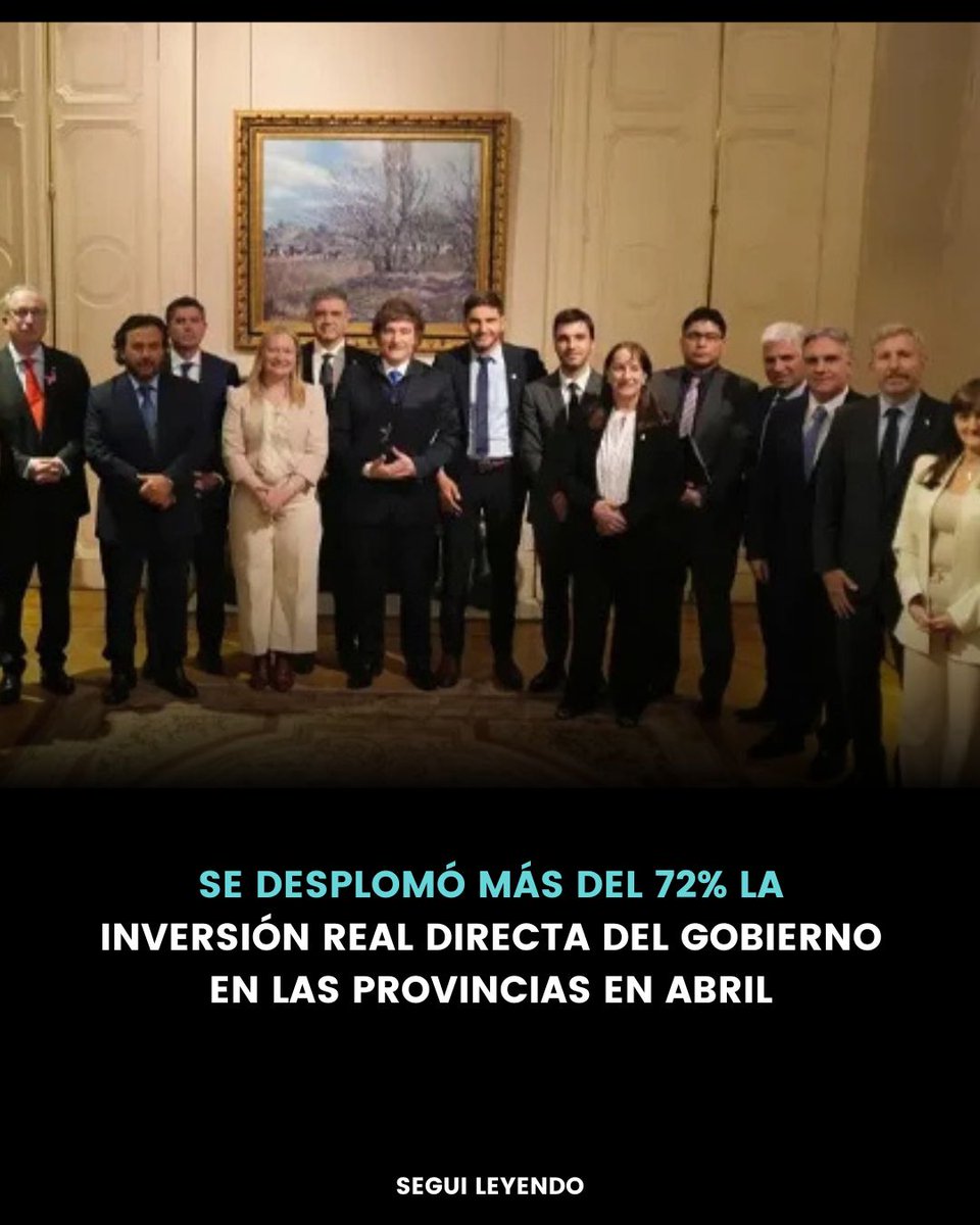 ConclusionRos's tweet photo. 🔽SE DESPLOMÓ MÁS DEL 72% LA INVERSIÓN REAL DIRECTA DE @OPRArgentina EN LAS PROVINCIAS EN ABRIL

El registro del IRD cuarto mes del año fue el peor en el último año y medio, mostrando los alcances del brutal ajuste de la gestión de @JMilei y su impacto
Más:https://t.co/pfI4AZ2gZz https://t.co/JPmuoPn7i7
