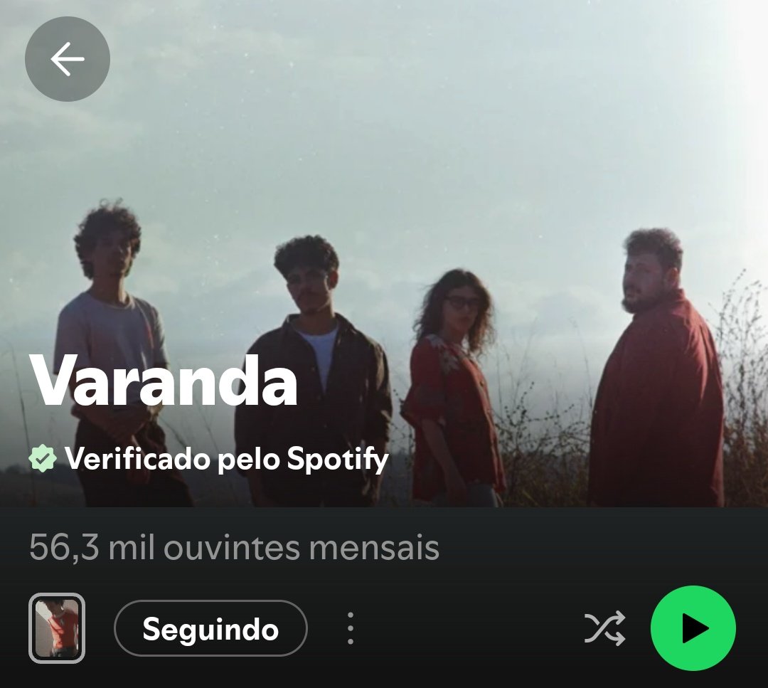 portalVaranda's tweet photo. 56k de ouvintes mensais na nossa banda que agora tem selo! https://t.co/H1JqpxCDiv
