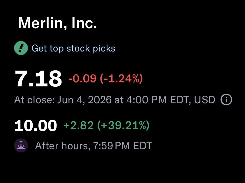 MRLNFlightClub's tweet photo. $MRLN HITS $10 AFTER HOURS 🚨 

Merlin Labs is up 39%+ after hours after announcing a major step forward for its military autonomy program. 

The successful Critical Design Review with USSOCOM confirms their autonomous flight architecture meets rigorous standards, unlocking the next phase of aircraft integration and testing for the C-130J platform.

✈️
