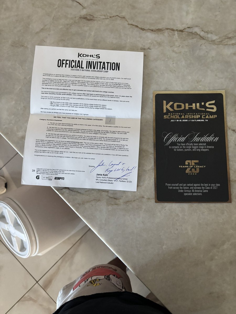 JADEN_SANDOVA1's tweet photo. Thank you so much @KohlsKicking for the official invitation to the national scholarship camp! 
@WGoggans47 @MattNally1 @CoachTScoggin 
#uncommitted #K #P #classof27 https://t.co/oVv1QxUjP9