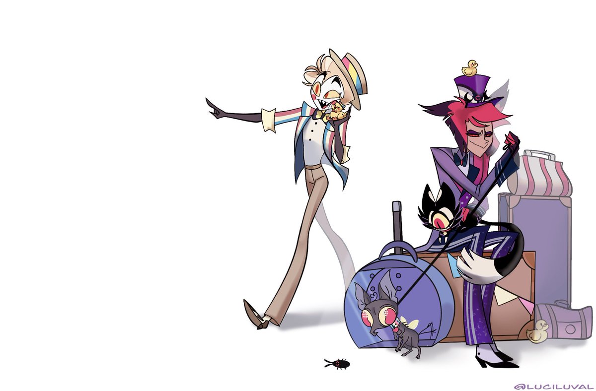 luciluval's tweet photo. Seems like Lu is excited to move in! Al…not so much.

Our Pride kings 🏳️‍🌈👑
#radioapple #HazbinHotel #HazbinHotelFanart https://t.co/qKN1FmNdZF