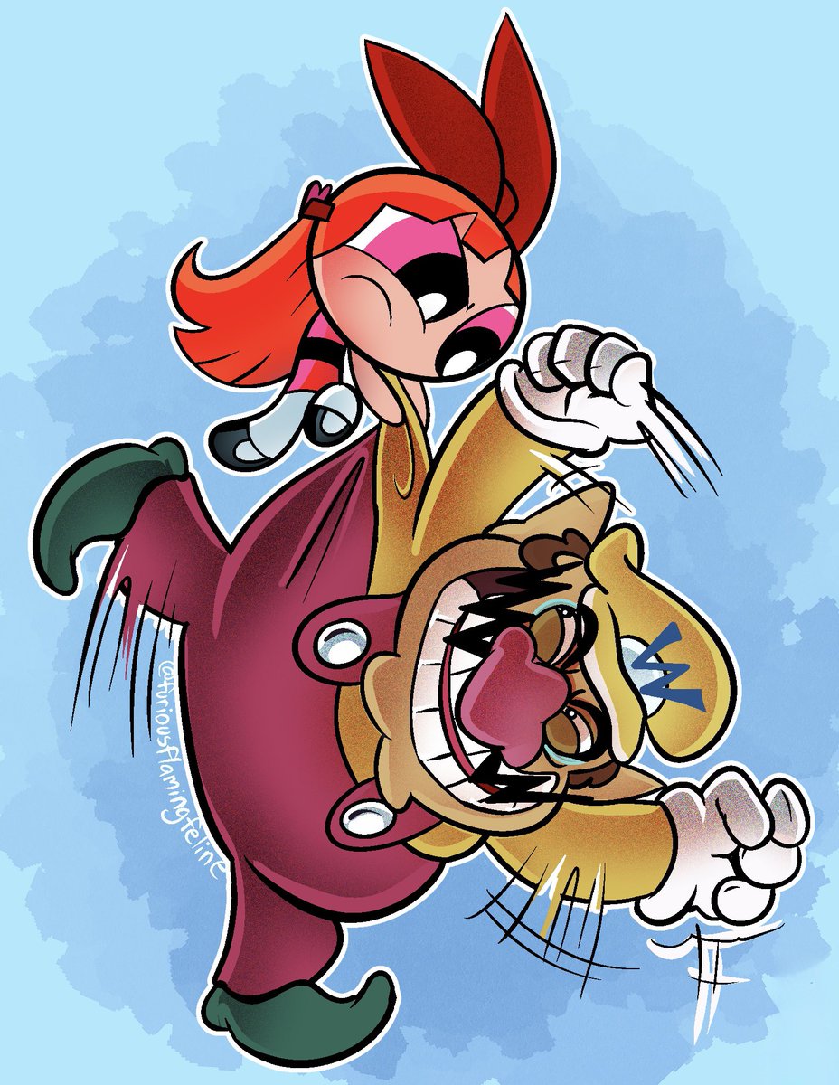 FuryFieryFeline's tweet photo. Old drawing stream request for @sxips that I was pretty happy with! #wario #ppg #smb https://t.co/4sR4tFKJeT