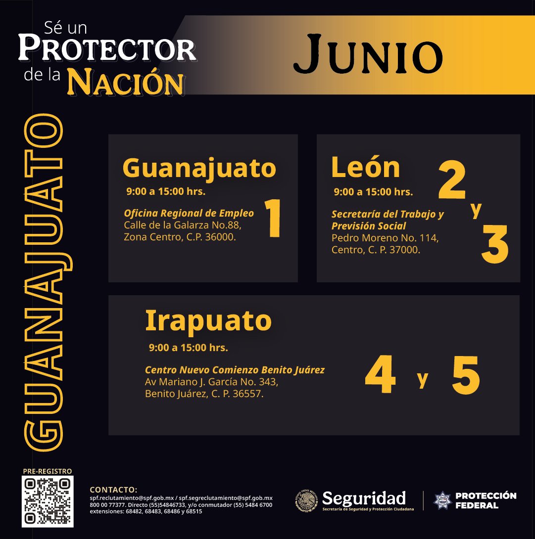 spf_sspc's tweet photo. 👮🏽‍♀️GUANAJUATO Y JALISCO👮🏽‍♂️

La seguridad avanza con inteligencia, disciplina y compromiso.

Regístrate en https://t.co/jSECRBBryV y forma parte de las Protectoras y los Protectores de la Nación.

WhatsApp: 5669946513

#ProtectoresDeLaNación @TrabajoJalisco @trabajogto https://t.co/KowkBqYL9o