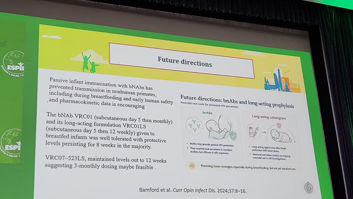 Gerald_Orozco7's tweet photo. One of the most interesting discussions at #ESPID2026 focused on future strategies for HIV prevention in infants, including broadly neutralizing antibodies (bNAbs) and long-acting prophylaxis 🧬🩺🌍✨ #ESPIDLive #ESPID2026 #Coconecting https://t.co/NZyH1NNL3C