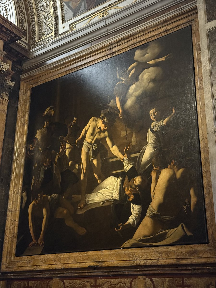 OW_S_M's tweet photo. Caravaggio’s The Martyrdom of Saint Matthew. One of the earliest masterpieces of the Baroque! 
The calm observer at the left is often believed to be a self-portrait of Caravaggio himself.

#Caravaggio #rome #SanLuigiDeiFrancesi #BaroqueArt #ArtHistory https://t.co/UZppW0xuDu