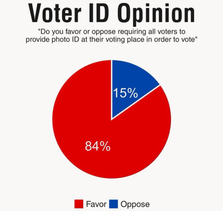OldeWorldOrder's tweet photo. 84% of Americans support Voter ID.

The country is divided on a lot of issues, but this is one thing we all seem to agree on.

If Congress can't pass this bill, it means our 'representatives' in DC no longer actually represent us.

It's a historic betrayal. https://t.co/e3u6U4pjIN