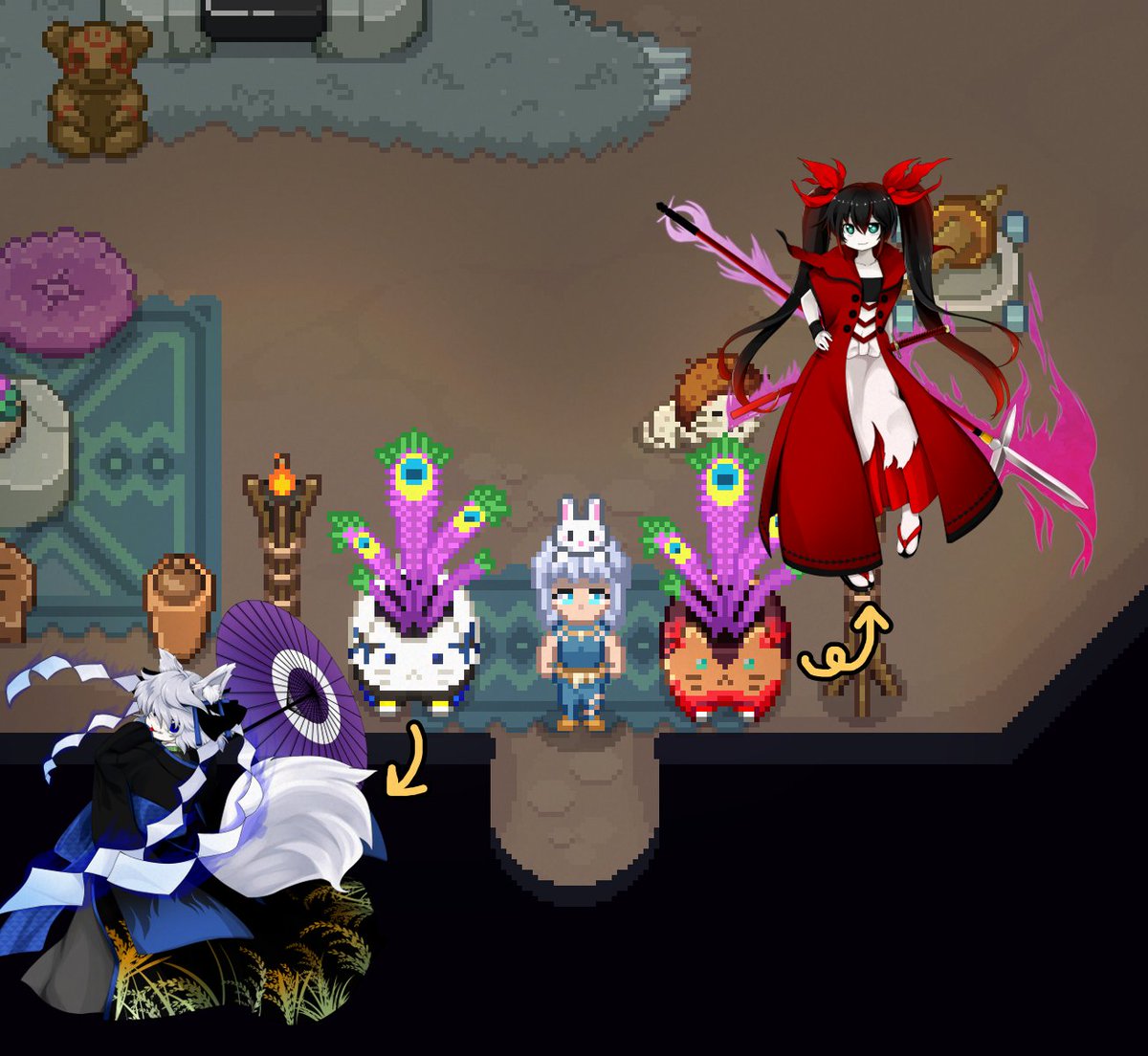 CielChandelleur's tweet photo. Snapshots on all the beautiful creations I did for yesterday's #RootsOfPacha stream -
What unexpected crossover fan content😄
#Vtuber #ENVtuber #touhou #東方Project #海鮮堂 https://t.co/w7jTbGEsaZ