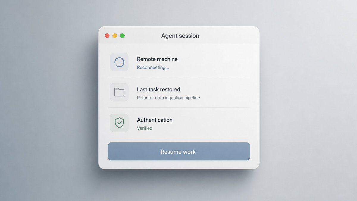 Distroux's tweet photo. Agent persistence is not saved chat history.

A persistent agent should survive the boring parts: reconnecting the app, restoring the last task, keeping auth state legible, and letting the user resume without rebuilding context.

Otherwise it is just memory cosplay. https://t.co/248GmHgp7b