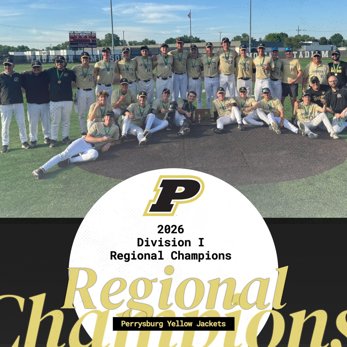 PburgAthletics's tweet photo. 🏆💪 Congratulations to the Yellow Jackets—Regional Champions! For the third straight year, they’re headed to the DI State Baseball Tournament after a thrilling 1-0 win over Jackson! 🐝⚾️🔥 https://t.co/jLY6fHxbPz