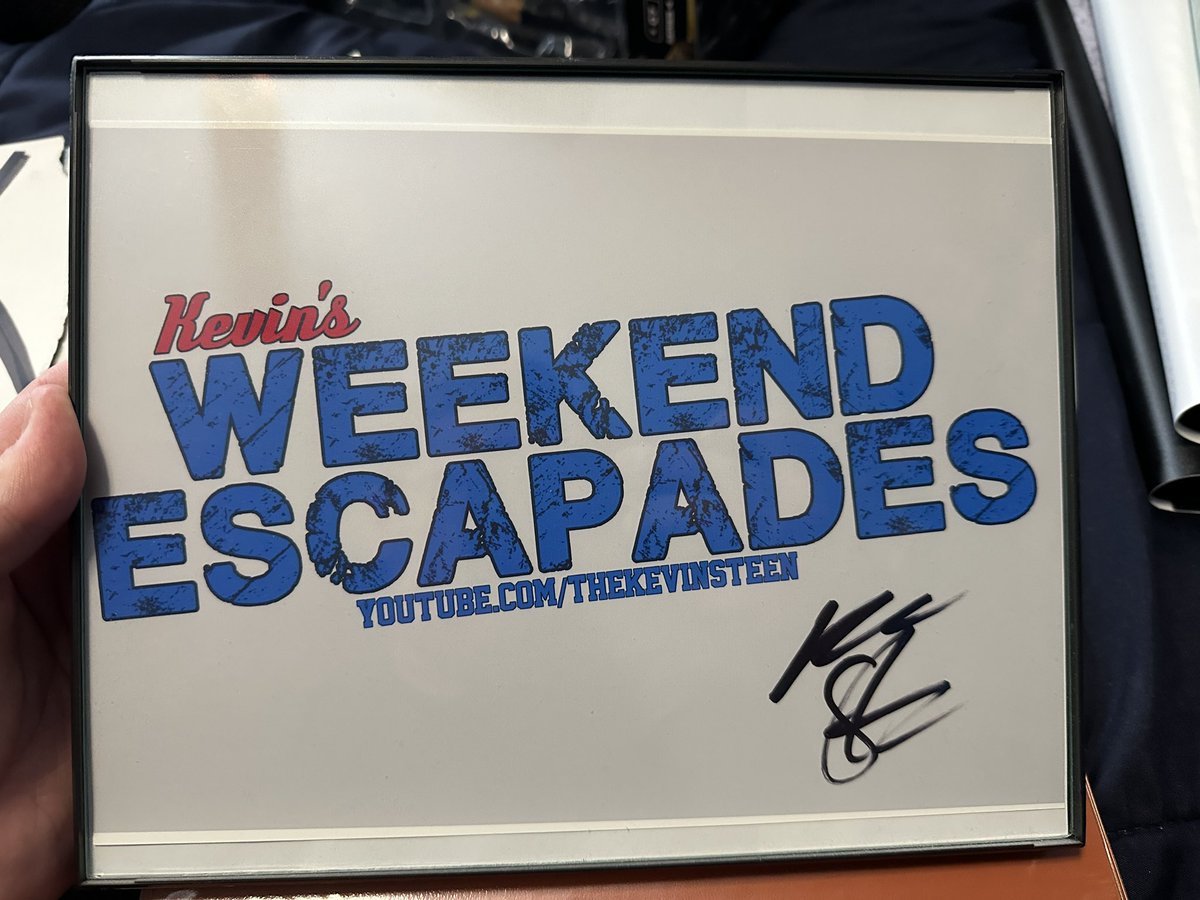 MikePiwko's tweet photo. Going through old stuff, I found a few cool @FightOwensFight things I wanted to share: Autograph from my first ROH show in 2012, a sign I brought to a show in 2013 that he ripped lol, and then the Weekend Escapades logo I made that’s been on my wall since he signed it in 2013 https://t.co/BcqHvjRh3E