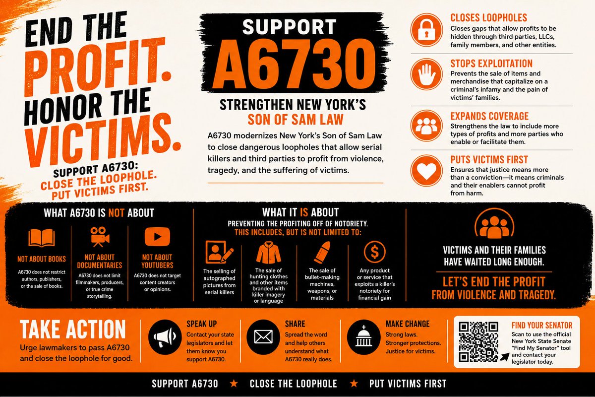 Catch_LISK's tweet photo. New York's Son of Sam Law is flawed and needs to be amended.

By sharing this post and emailing legislators, you help send a message to get this bill out of committee and onto the floor.

It is time to stand with #GilgoFamilies.

@judygriffinny @LeroyComrie @NYSA_Majority @NYSenate