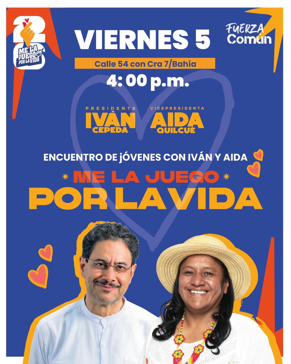 albertobemo's tweet photo. ¡Mañana nos la jugamos por la VIDA! 🫰

Porque sabemos que sí existen caminos que cuidan a todas y todos, y no solo a unos pocos. Vengan, conversemos, compartamos ideas y construyamos juntos esas alternativas para llevar a @IvanCepedaCast a la presidencia y a @aida_quilcue a la vicepresidencia. 🏛️

📍 Bahía de la Calle 54 con 7.ª
🕓 Mañana, 4:00 p. m.

#MeLaJuegoPorLaVIDA #CepedaPresidente #LaRutaPorLaVIDA 💜