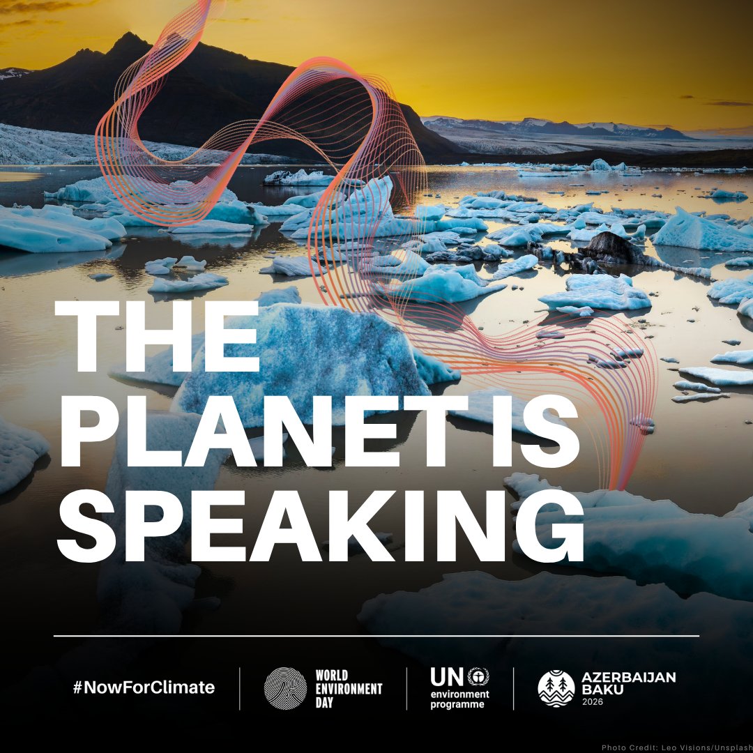 UNEP's tweet photo. Polar ice is melting at an accelerating rate. Sea levels are rising. Ocean systems are shifting. 

The way we respond has never been more urgent. 

This #WorldEnvironmentDay, join us #NowForClimate: https://t.co/e2SY5xwAG5 https://t.co/qjPPc2nDn6