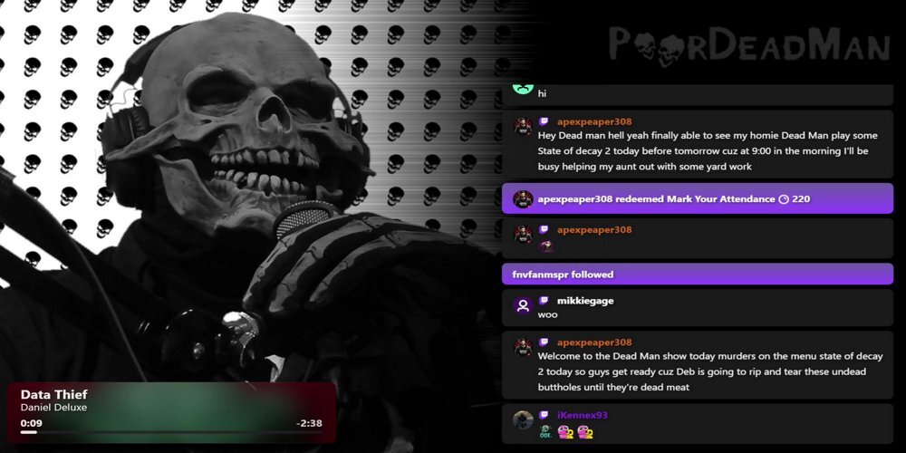 PoorDeadMan's tweet photo. The PoorDeadMan show is #LIVE on @Twitch !!! 
Come hang out with me 🖤

🡆 Click Here: https://t.co/QZvSVmt135 

#VTuber #VTuberEN #Twitch #Gaming #FYP #Gamer #YouTube https://t.co/0URuma1gAL