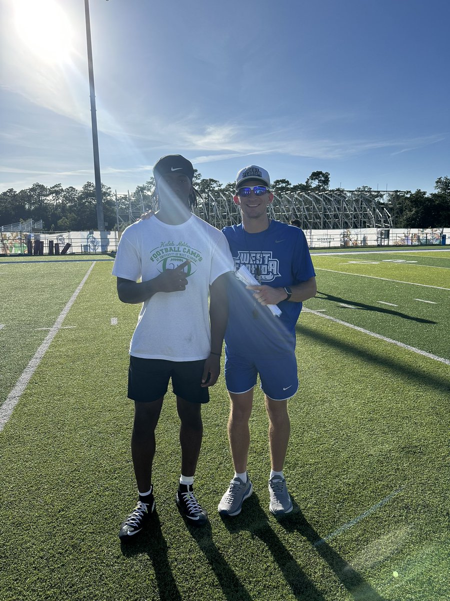 JakeemFerguson's tweet photo. Had a great camp today at University of West Florida

Thank you @coach_dbaker for helping me get better at Wr https://t.co/VXQYKNqYrB