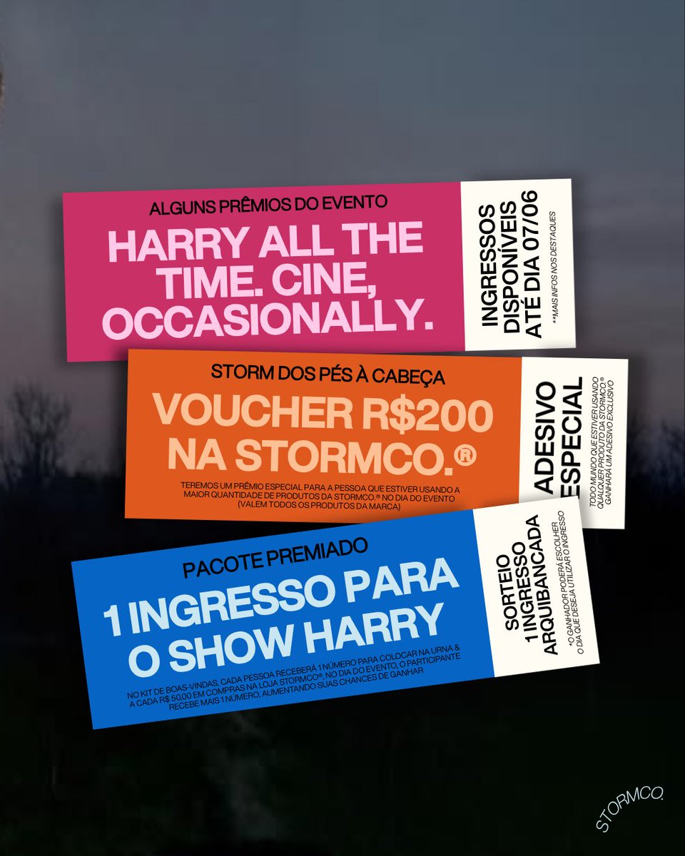 use_stormco's tweet photo. VAI TER INGRESSO SIM!!!!!!! 

Últimos dias pra garantir seu lugarzinho no nosso evento e ainda concorrer a 1 ingresso pro show do harry 🗣️🗣️🗣️🗣️

https://t.co/l4zL9VjSvq https://t.co/YcccLpQ52b